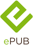 Le logo EPUB : un E vert, avec en légende le mot ePUB