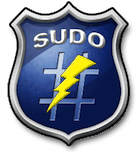 Sudo logo: a shield with a hash sign, a lightning and SUDO written on